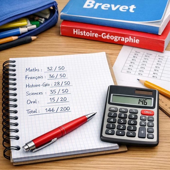 Contrôle continu du brevet : calcul des points et barème